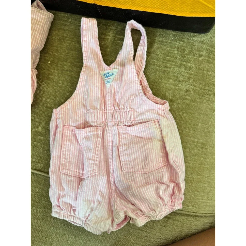 1990s Vintage OshKosh B'gosh pink and white striped bubble romper